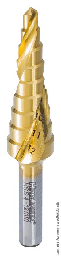 4-12mm Spiral Flute Step Drill - 1mm Increments